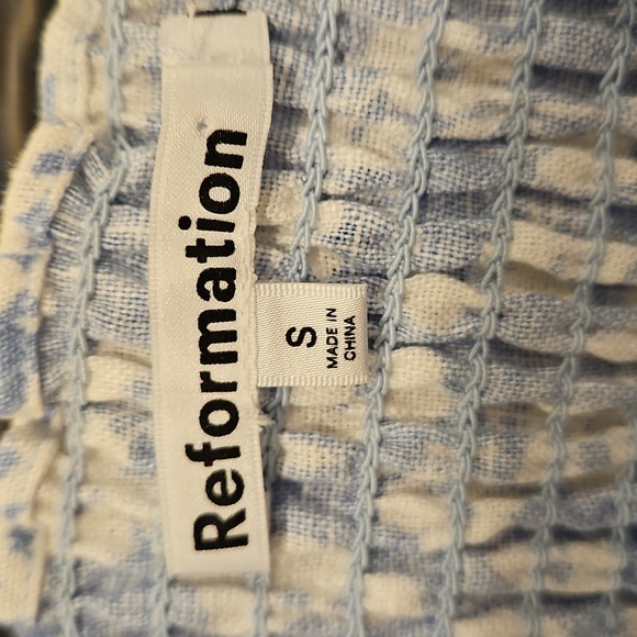 💕REFORMATION💕 Cambria Linen Top ~ Sofie Blue Floral Print Small S NWT - Picture 10 of 14